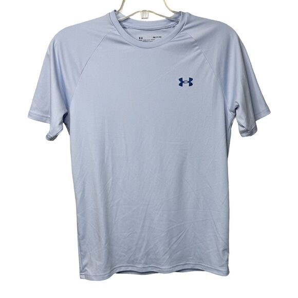 Under Armour Shirt Mens Small Blue‎ Loose Fit Neutral Gym Workout Athleisure - Picture 2 of 6